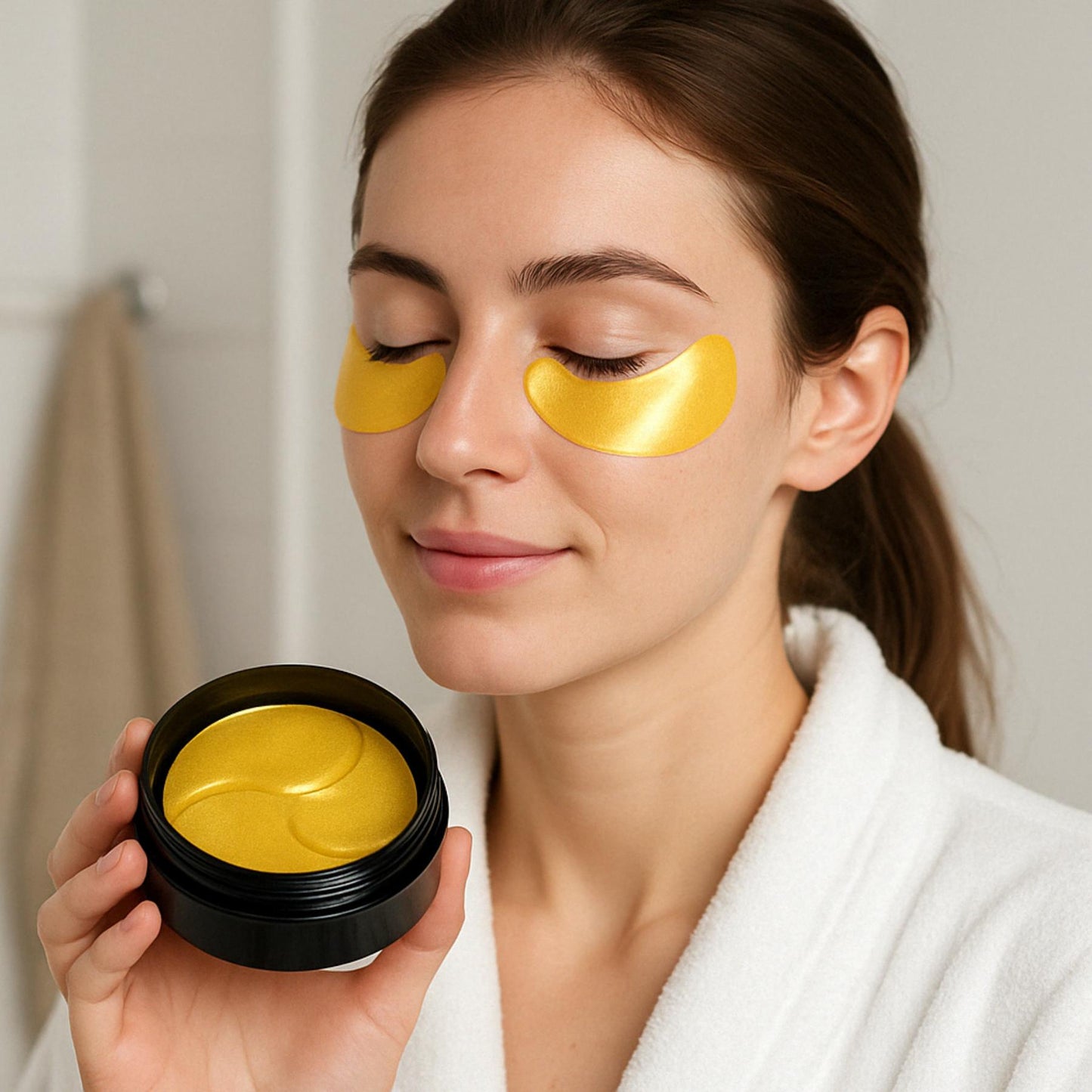 Patchs Dorés au collagène pour les Yeux – Anti-cernes, Anti-rides, Éclat et Hydratation Intense